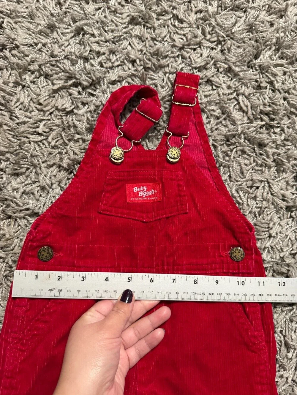 Vintage Osh Kosh B'Gosh Red Corduroy Overalls  Size 24 Months made in USA